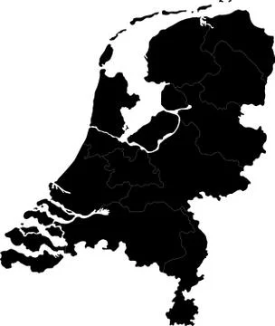 Black Netherlands map Stock Illustration