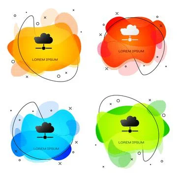 Black Network cloud connection icon isolated on white background. Social イラスト素材