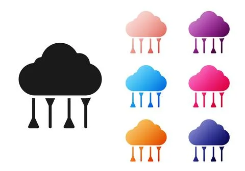 Black Network cloud connection icon isolated on white background. Social イラスト素材