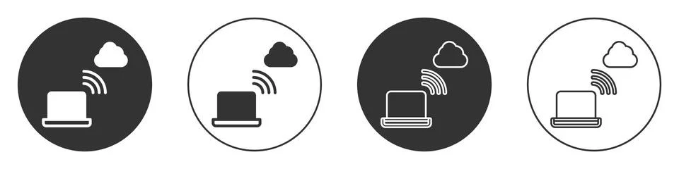 Black Network cloud connection icon isolated on white background. Social Stock Illustration