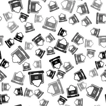 Black Network cloud connection icon isolated seamless pattern on white 스톡 일러스트