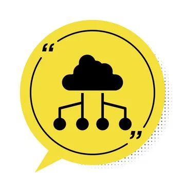 Black Network cloud connection icon isolated on white background. Social Stock Illustration