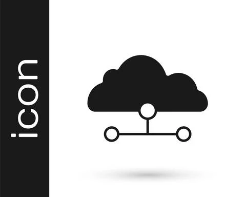 Black Network cloud connection icon isolated on white background. Social Illustrazione stock