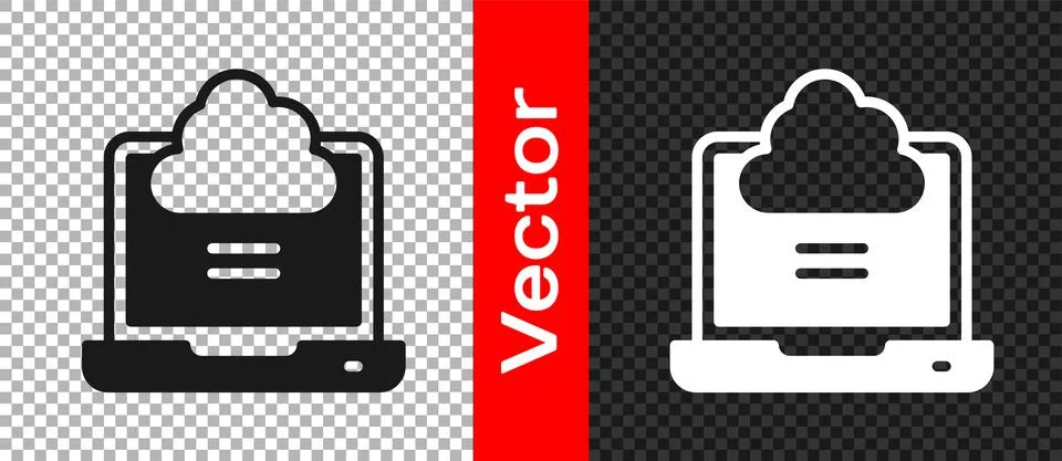Black Network cloud connection icon isolated on transparent background. Social Stock Illustration