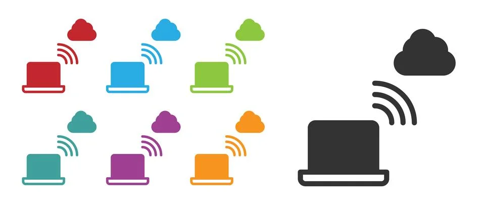 Black Network cloud connection icon isolated on white background. Social te.. イラスト素材