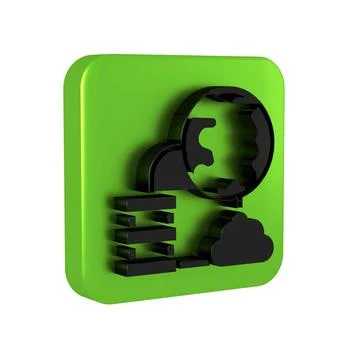 Black Network cloud connection icon isolated on transparent background. Soc.. Stock Illustration