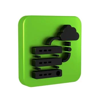 Black Network cloud connection icon isolated on transparent background. Soc.. Illustrazione stock