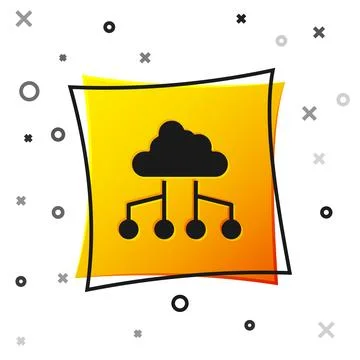 Black Network cloud connection icon isolated on white background. Social te.. Stock Illustration