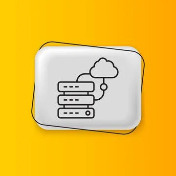 Black Network cloud connection icon isolated on yellow background. Social t.. Ilustración de archivo