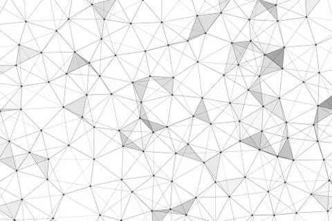 Black network connection triangle lines on white background for technology co Stock Photos