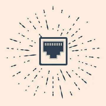 Black Network port - cable socket icon isolated on beige background. LAN port Stockillustratie