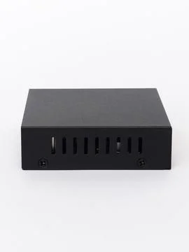 Black network switch front view with vents Stock Photos