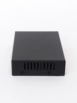 Black network switch plain angled view 스톡 사진