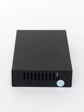 Black network switch plain rear angled view Stock Photos