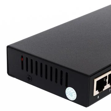 Black network switch plain side vents variant Stock Photos