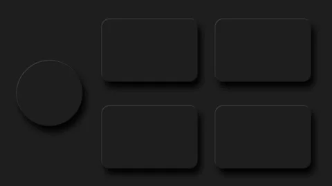 Black neumorphism circle and rectangle layout animation on black background. Stock Footage 320370194