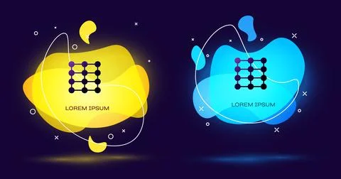 Black Neural network icon isolated on black background. Artificial intelligence Stock Illustration