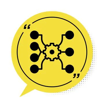 Black Neural network icon isolated on white background. Artificial intelligence Stock Illustration