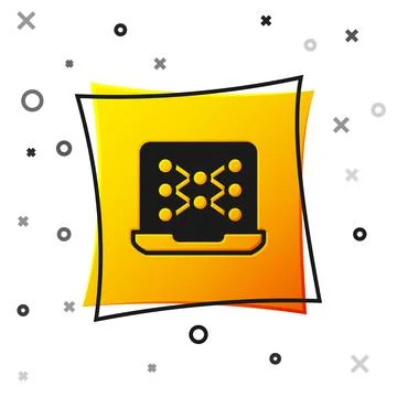 Black Neural network icon isolated on white background. Artificial intelligence Illustrazione stock