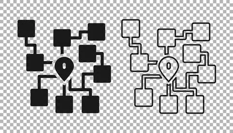 Black Neural network icon isolated on transparent background. Artificial Stock Illustration