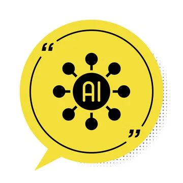Black Neural network icon isolated on white background. Artificial intelligen Illustrazione stock
