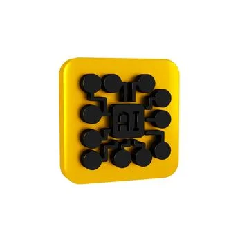 Black Neural network icon isolated on transparent background. Artificial Illustrazione stock