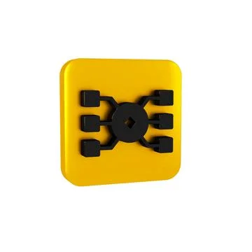 Black Neural network icon isolated on transparent background. Artificial Illustrazione stock