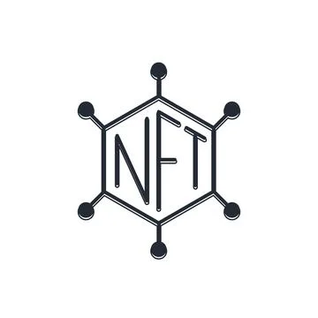 Black NFT blockchain technology icon isolated on white background. Non fung.. Stock Illustration