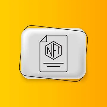 Black NFT contract icon isolated on yellow background. Non fungible token. .. Stock Illustration