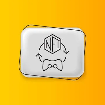 Black NFT Digital crypto art icon isolated on yellow background. Non fungib.. Stock Illustration