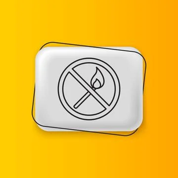 Black No fire match icon isolated on yellow background. No open flame. Burn.. Stock Illustration