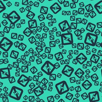Black No lightning icon isolated seamless pattern on green background. No 스톡 일러스트