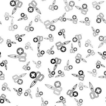 Black No scissors icon isolated seamless pattern on white background. Vector Stockillustratie