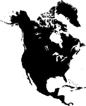 Black north america map Stock Illustration