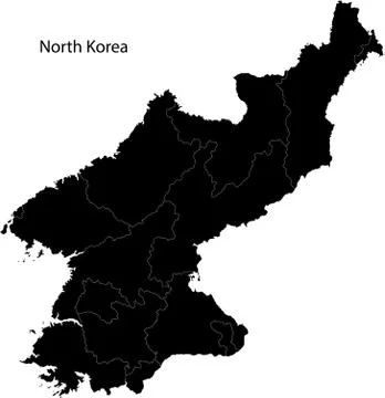 Black North Korea map Stock Illustration