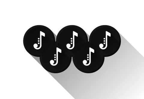 Black note icons in olimpic rings. Music symbols. Vector illustration Illustrazione stock