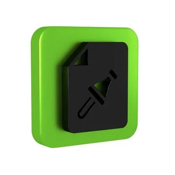 Black Note paper with pinned pushbutton icon isolated on transparent backgr.. Stock Illustration