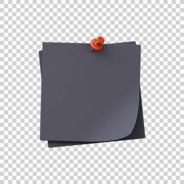 Black note paper with pushpin, 3D render Stock Illustration