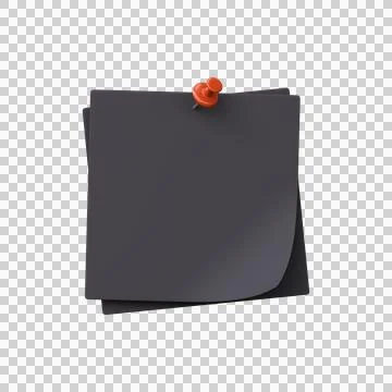 Black note paper with pushpin. 3D render Stock Illustration
