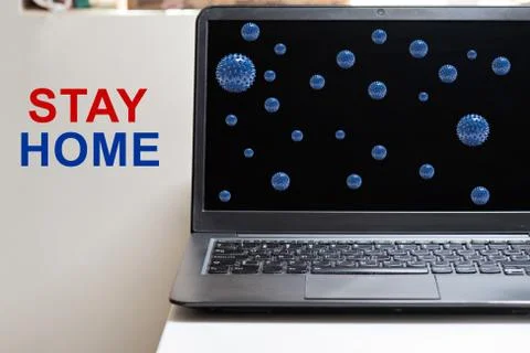 Black notebook and microscope virus close up. Coronavirus concept. Work from  Стоковые фото