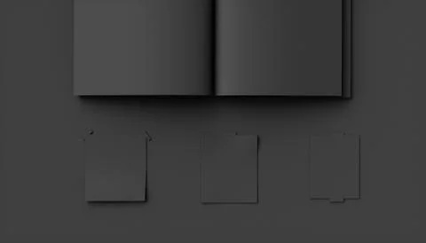 Black notebook on a black background Stock Illustration