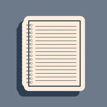 Black Notebook icon on grey background. Spiral notepad icon. School notebook 库存插图