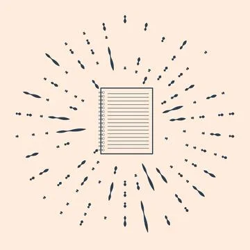 Black Notebook icon isolated on beige background. Spiral notepad icon. Writing Stock Illustration