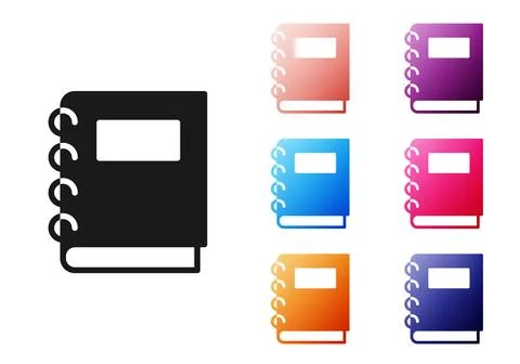 Black Notebook icon isolated on white background. Spiral notepad icon. School Stock Illustration