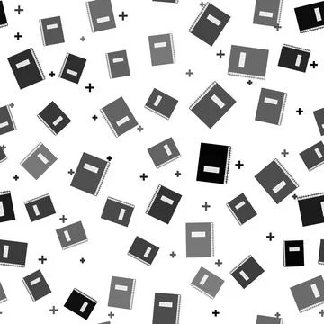 Black Notebook icon seamless pattern on white background. Spiral notepad icon 스톡 일러스트