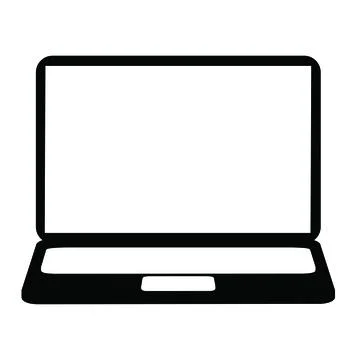 Black Notebook Laptop solid color on White Background Icon Illustrazione stock