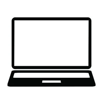 Black Notebook Laptop solid color on White Background Icon 스톡 일러스트