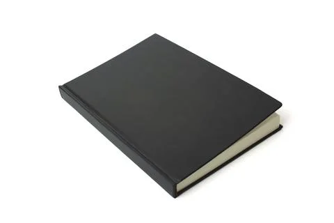 Black notebook paper is in a closed state Stock Photos