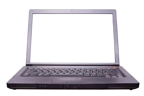 Black notebook, white screen Foto stock