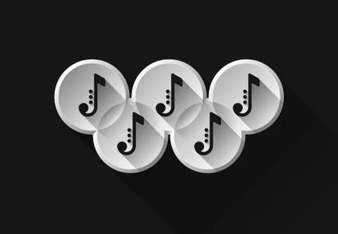 Black notes in olimpic rings. Music icons. Vector illustration Stock Illustration